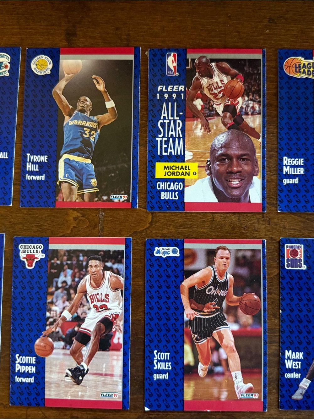 1991 Fleer NBA Basketball Card -Lot of 8…..M Jordan, S Pippen, R Miller, etc.
